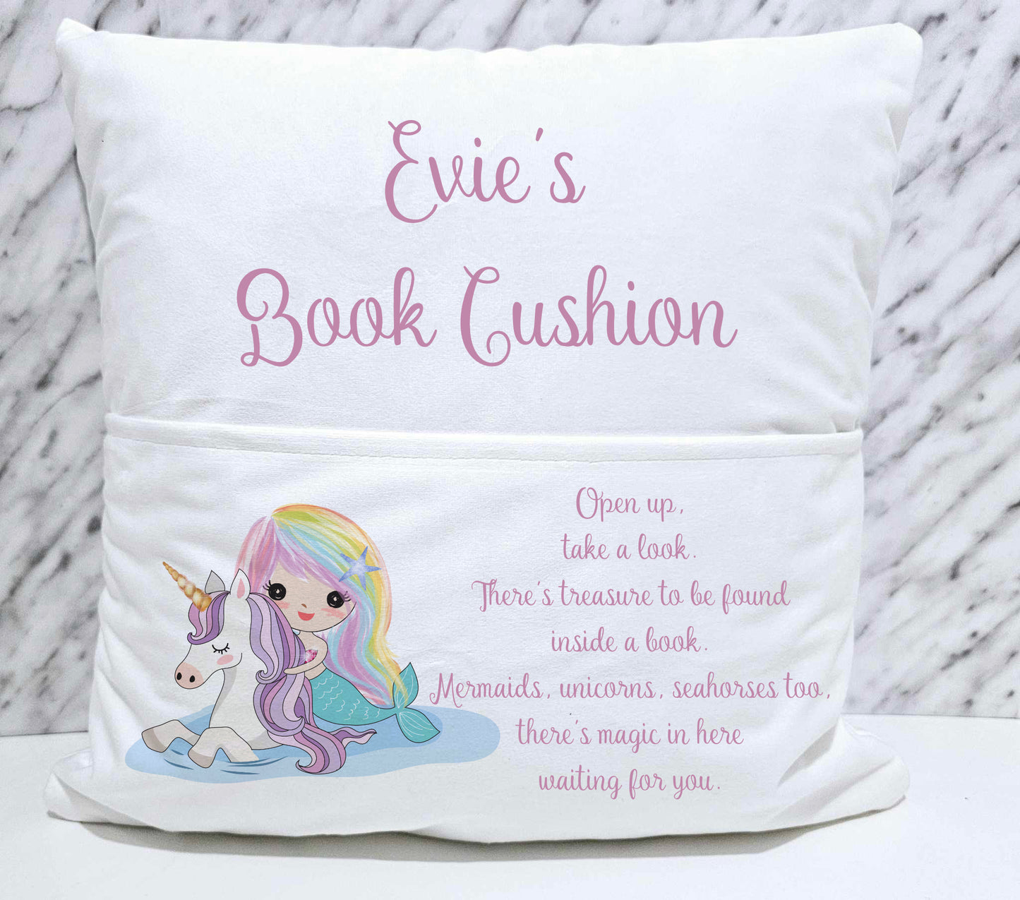 Personalised Mermaid Reading Book Cushion