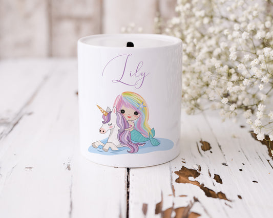 Personalised Mermaid Money Box