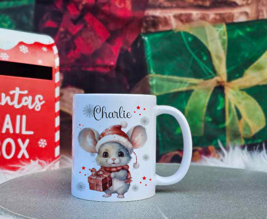 Personalised Christmas Mouse Family Mug