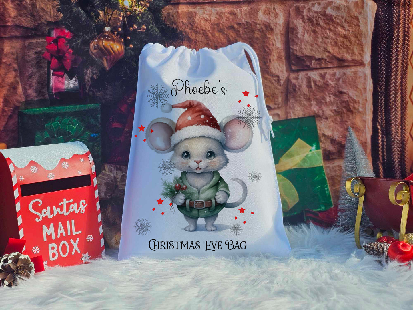 Personalised Mouse Christmas Eve Sack