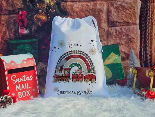 Personalised Mouse Train Christmas Eve Sack