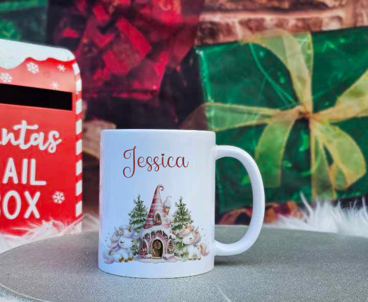 Personalised Christmas Unicorn Family Mugs