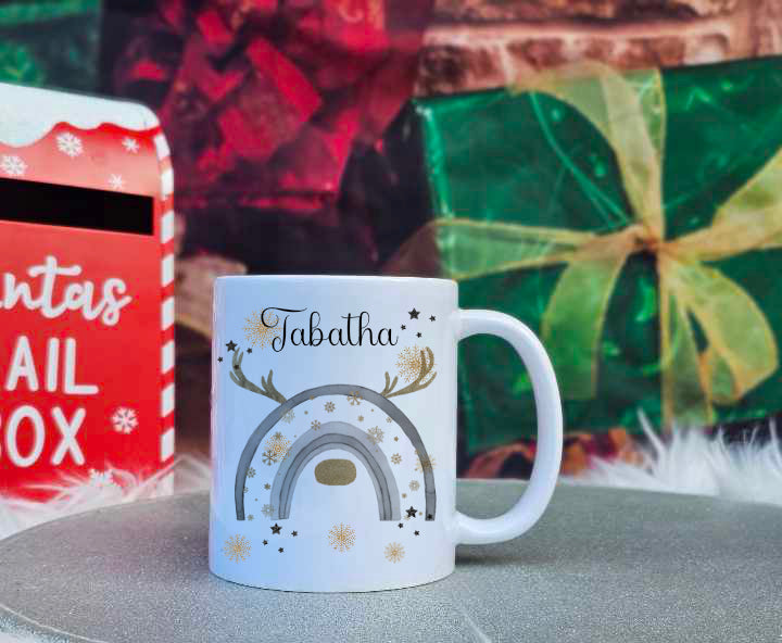 Personalised Christmas Reindeer Family Mugs