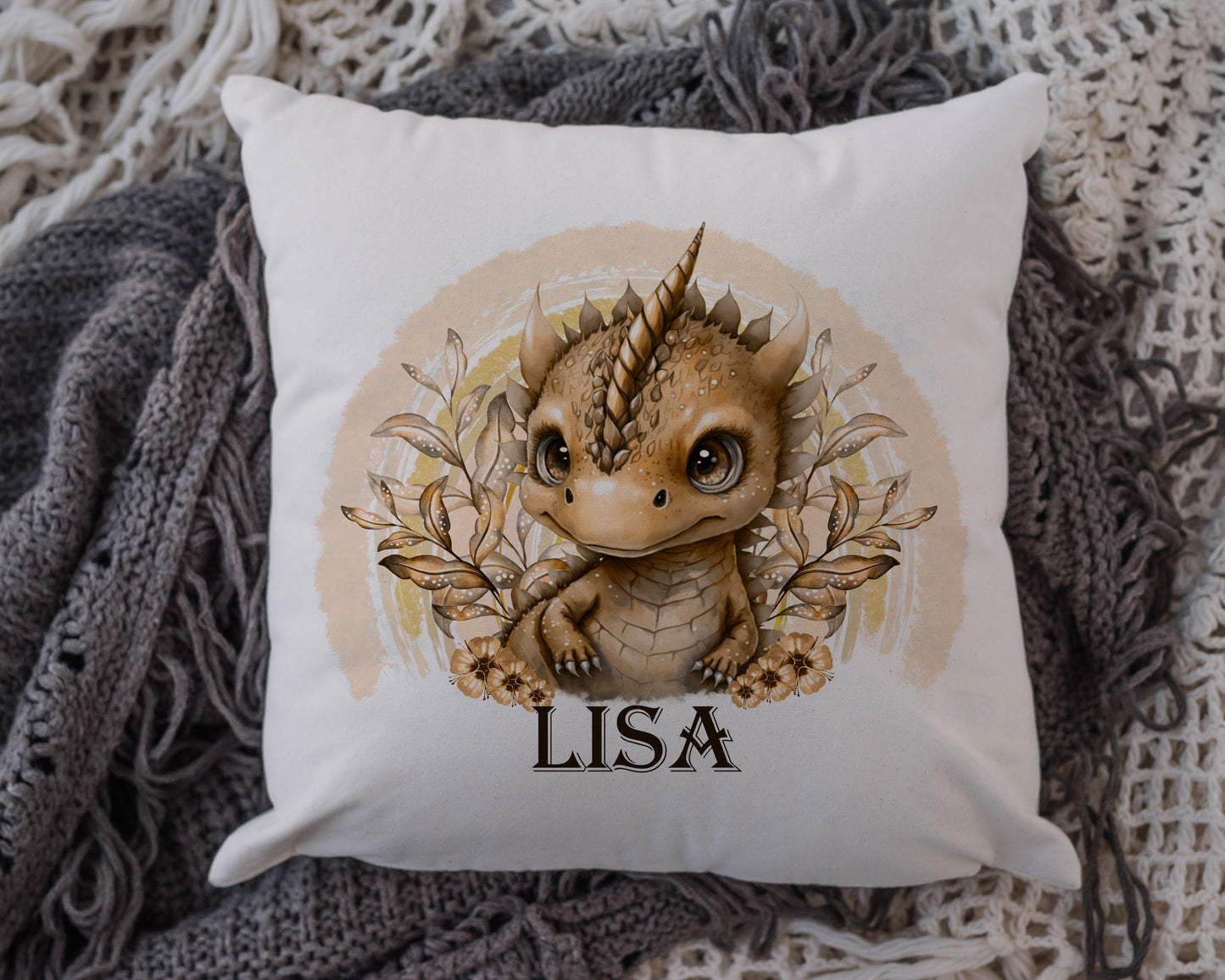 Personalised Rainbow Dragon Cushion