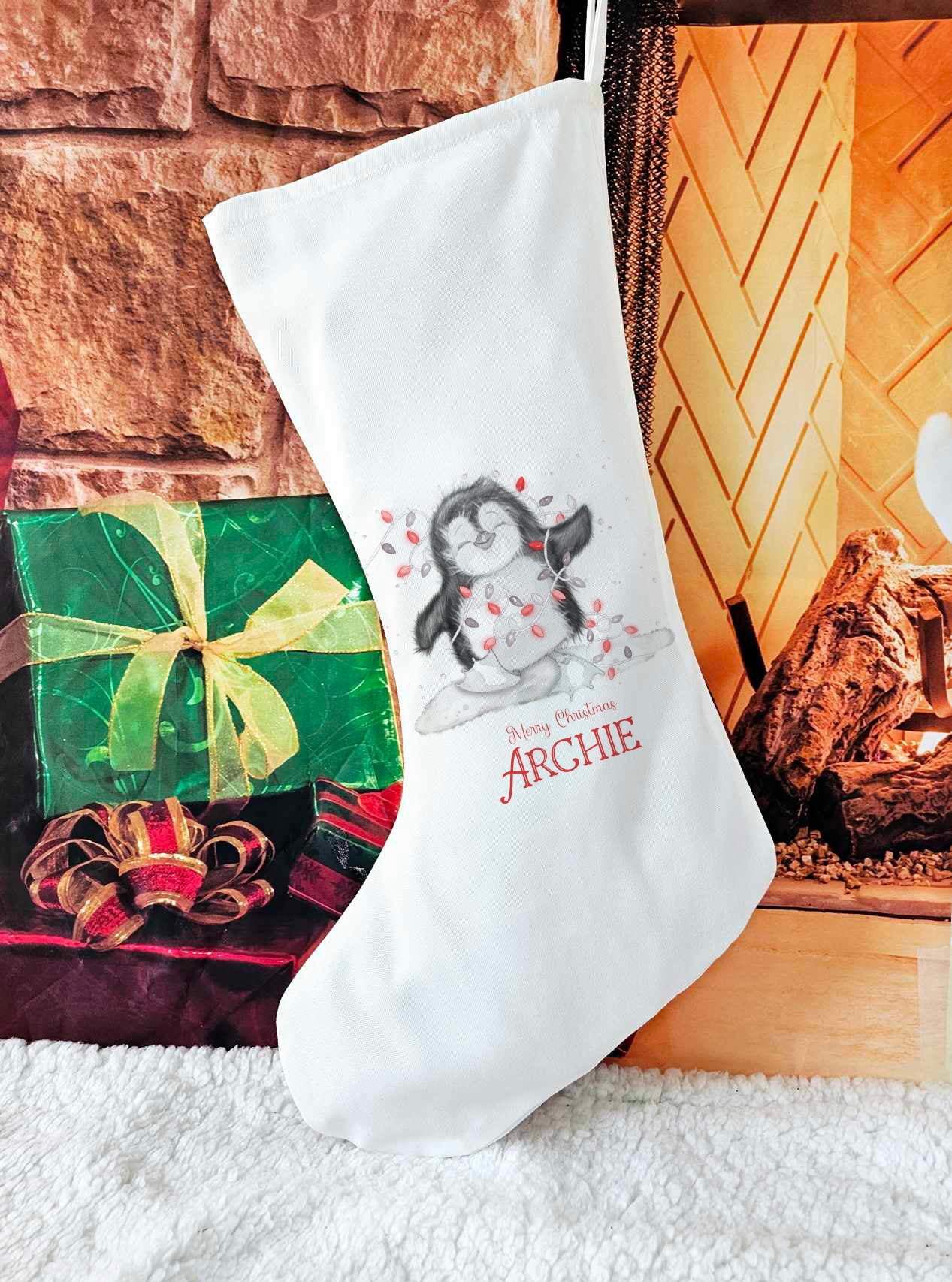 Personalised Penguin Christmas Stocking