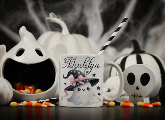 Personalised Cute Ghost Halloween Family Mug