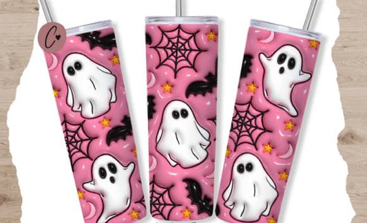 Pink Ghosts Halloween Tumbler