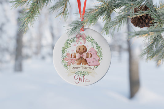 Personalised Christmas Gingerbread Wreath Bauble