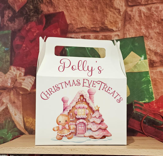 Personalised Pink Gingerbread Christmas Treat Box