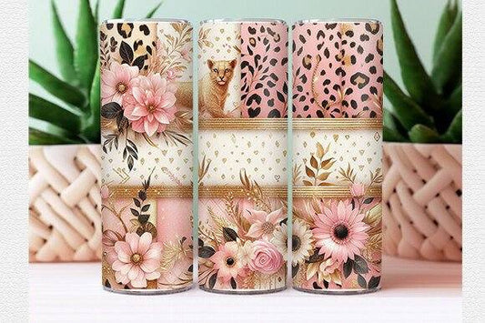 Pink Flower And Print Tumbler