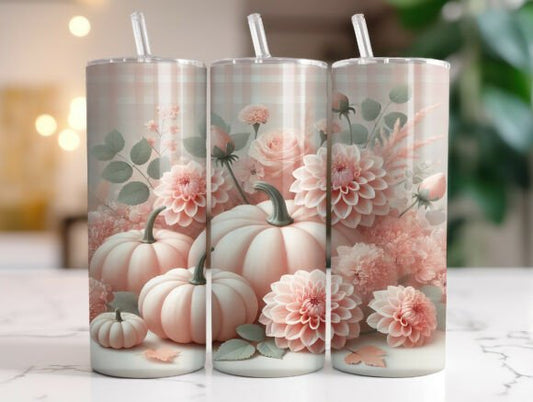 Pink Autumn Pumpkin Tumbler