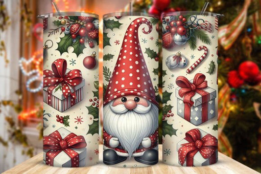 Gnome With Presents Christmas Tumbler
