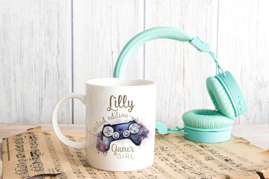 Personalised Purple Gamer Girl Controller Mug