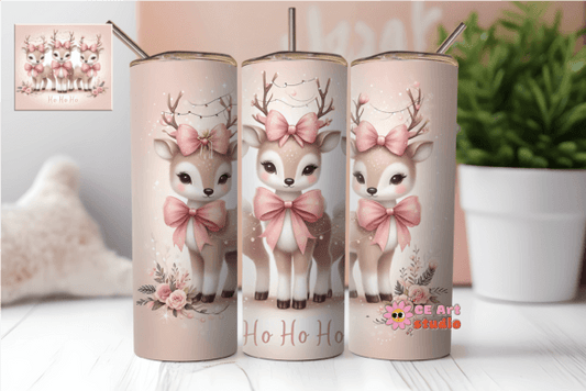 Pink Reindeer Christmas Tumbler