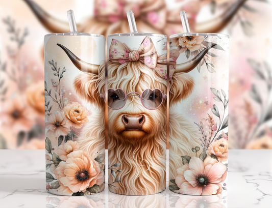 Rose Gold Highland Cow Tumbler