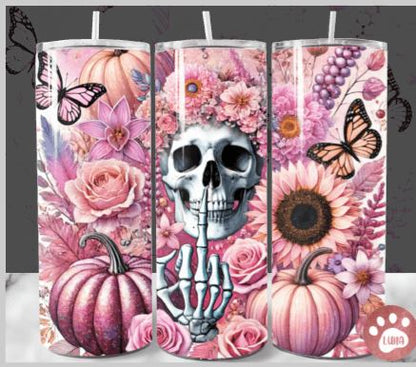 Swearing Skull With Flowers Tumbler Multiple Colour Ways