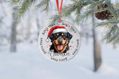 Personalised Christmas Santa Paws Dog Bauble