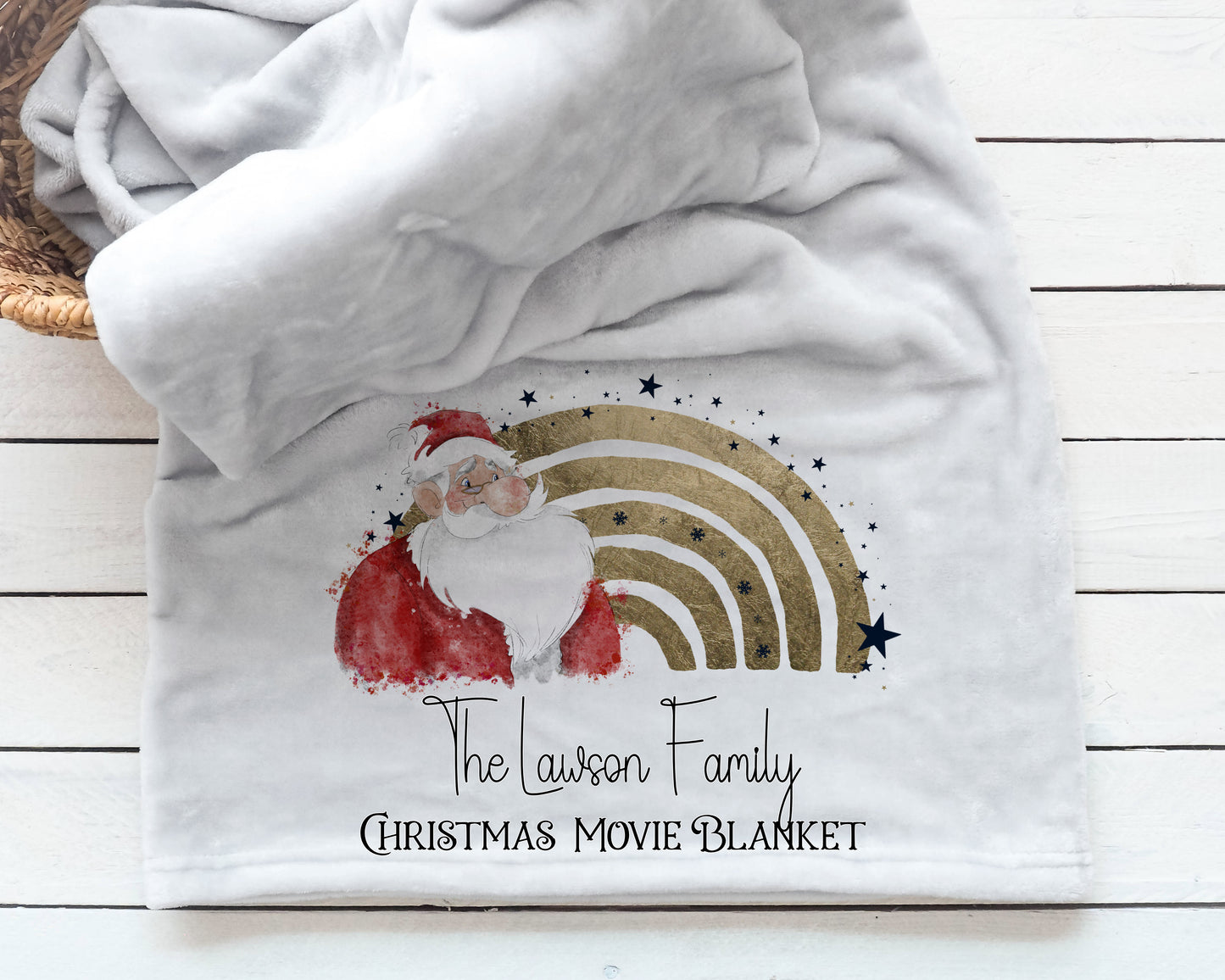 Personalised Santa Rainbow Christmas Blanket