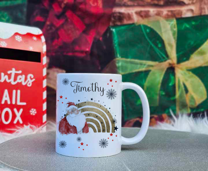 Personalised Christmas Santa Rainbow Family Mugs