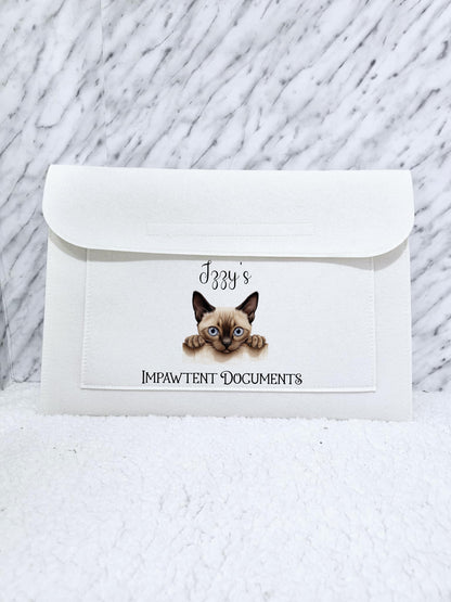 Personalised Cat Pet Document Folder