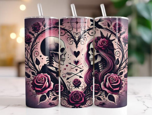 Valentine Skeleton Couple Tumbler