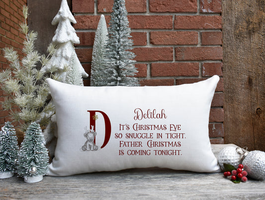 Personalised Sketchy Style Reindeer Alphabet Christmas Eve Pillowcase