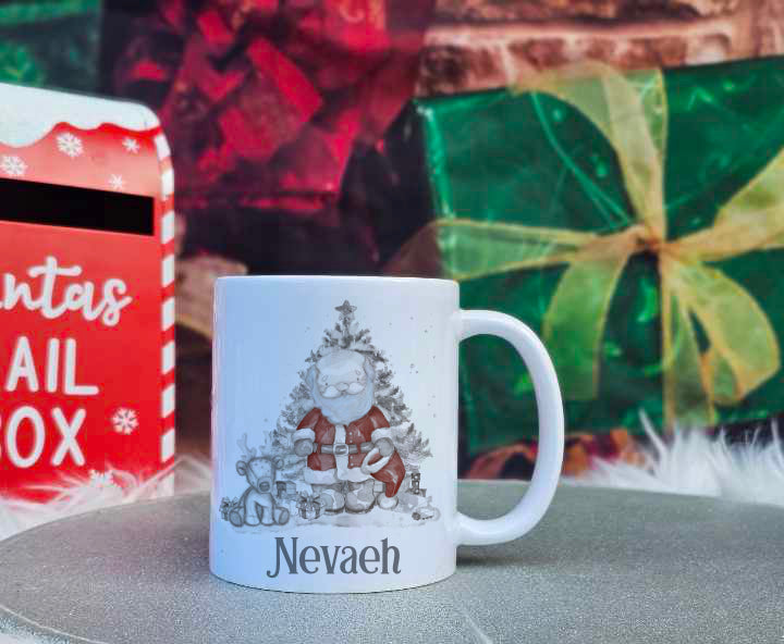 Personalised Christmas Sketchy Santa Family Mugs