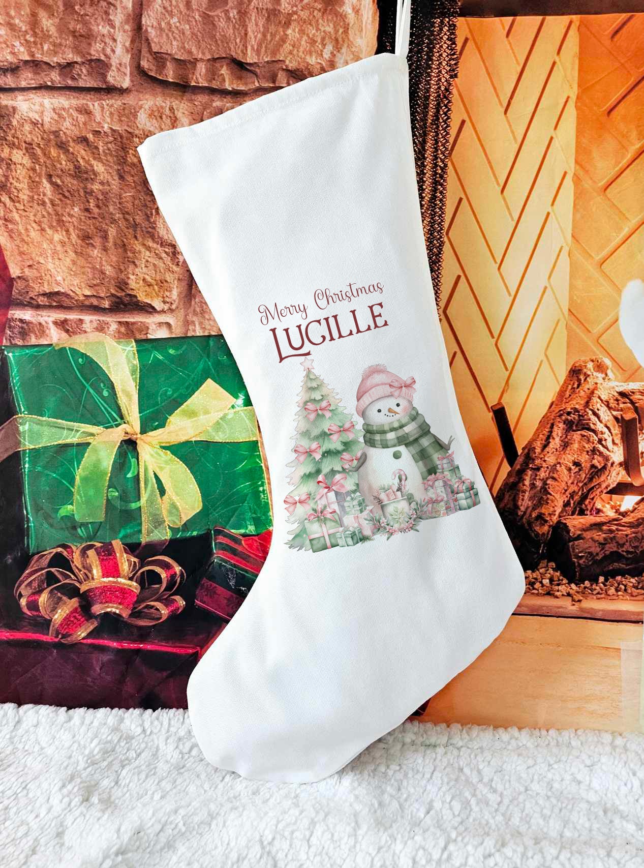 Personalised Snowman Christmas Stocking