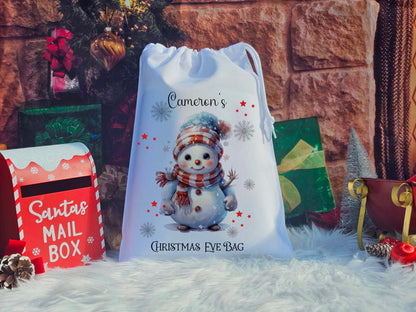 Personalised Snowman Christmas Eve Sack