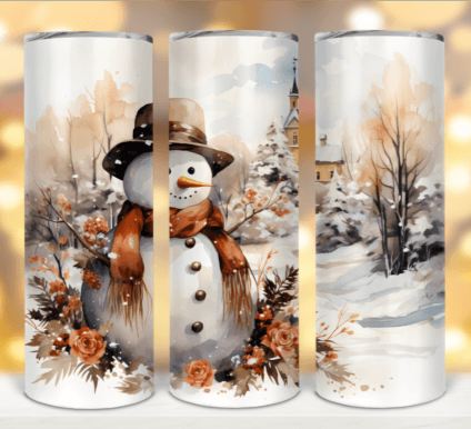 Snowman With Winter Scene Christmas Tumbler