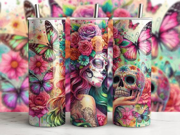 Butterfly Sugar Skull Tumbler