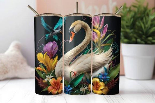 Floral Swan Tumbler