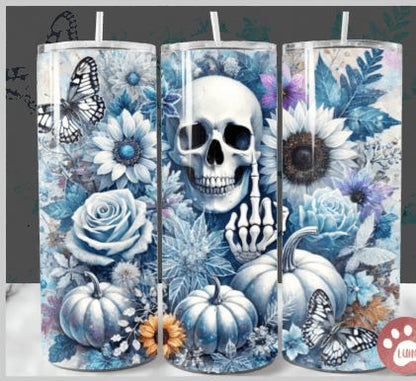 Swearing Skull With Flowers Tumbler Multiple Colour Ways