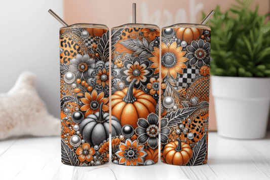 Pumpkin Patterned Print Tumbler