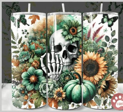 Swearing Skull With Flowers Tumbler Multiple Colour Ways