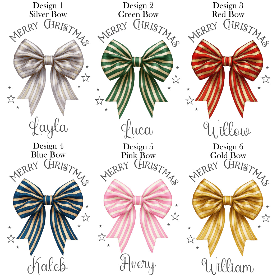 Personalised Bow Design Christmas Bag