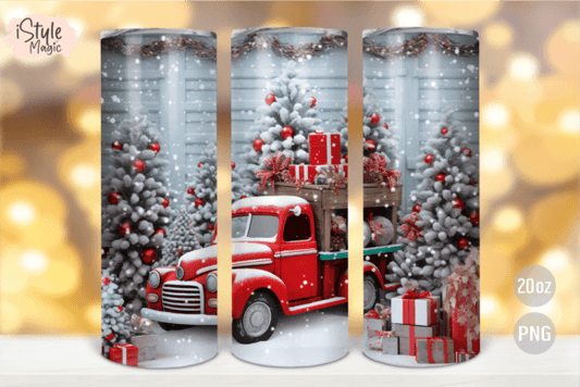 Red Christmas Truck Tumbler