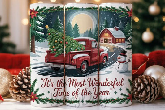 Red Christmas Truck Tumbler
