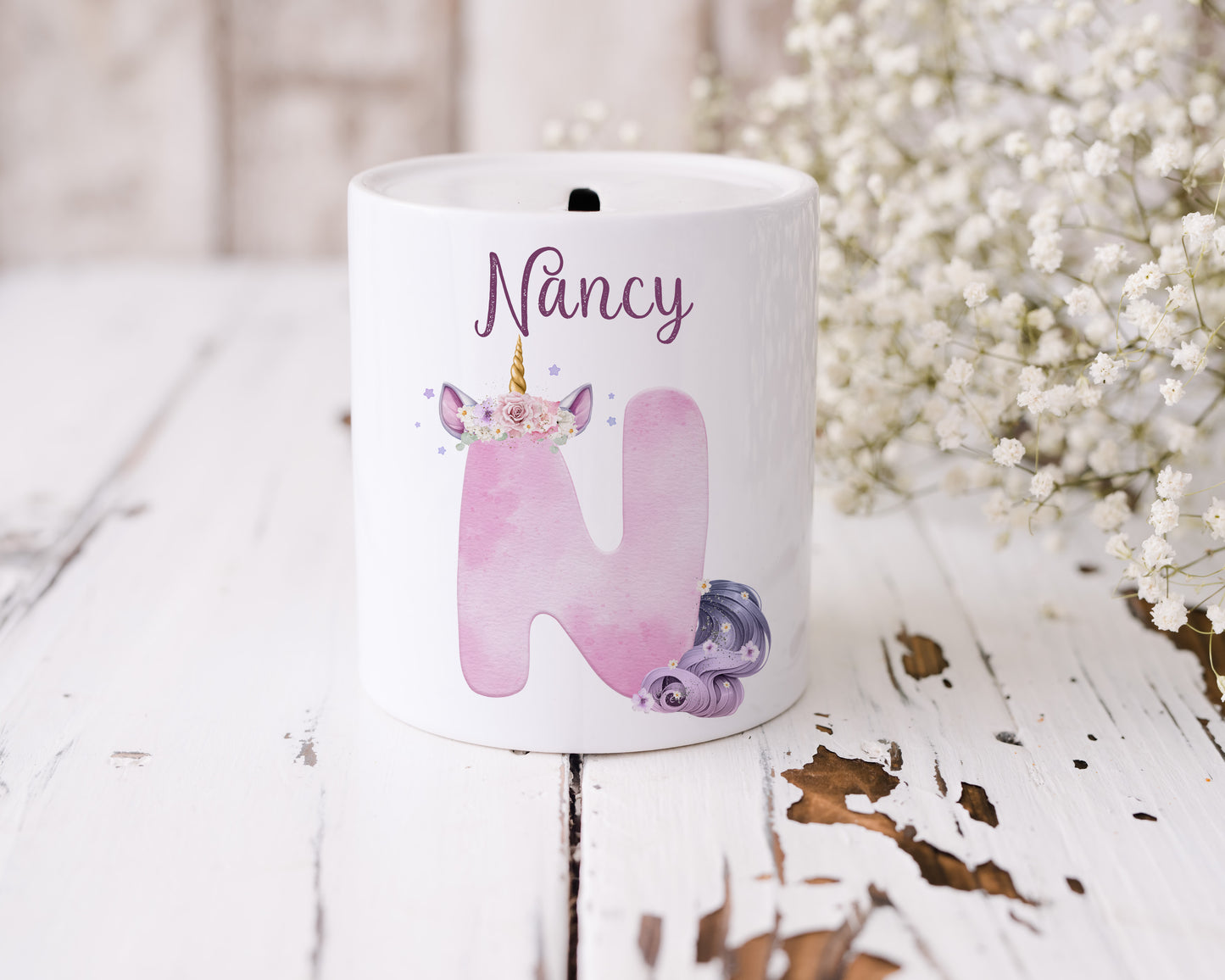 Unicorn Alphabet Ceramic Money Box