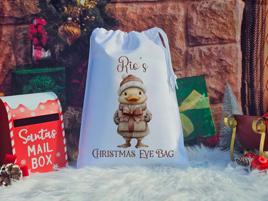 Personalised Cute Duck Christmas Eve Sack