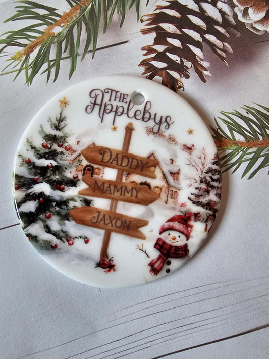 Personalised Snowman Signpost Bauble