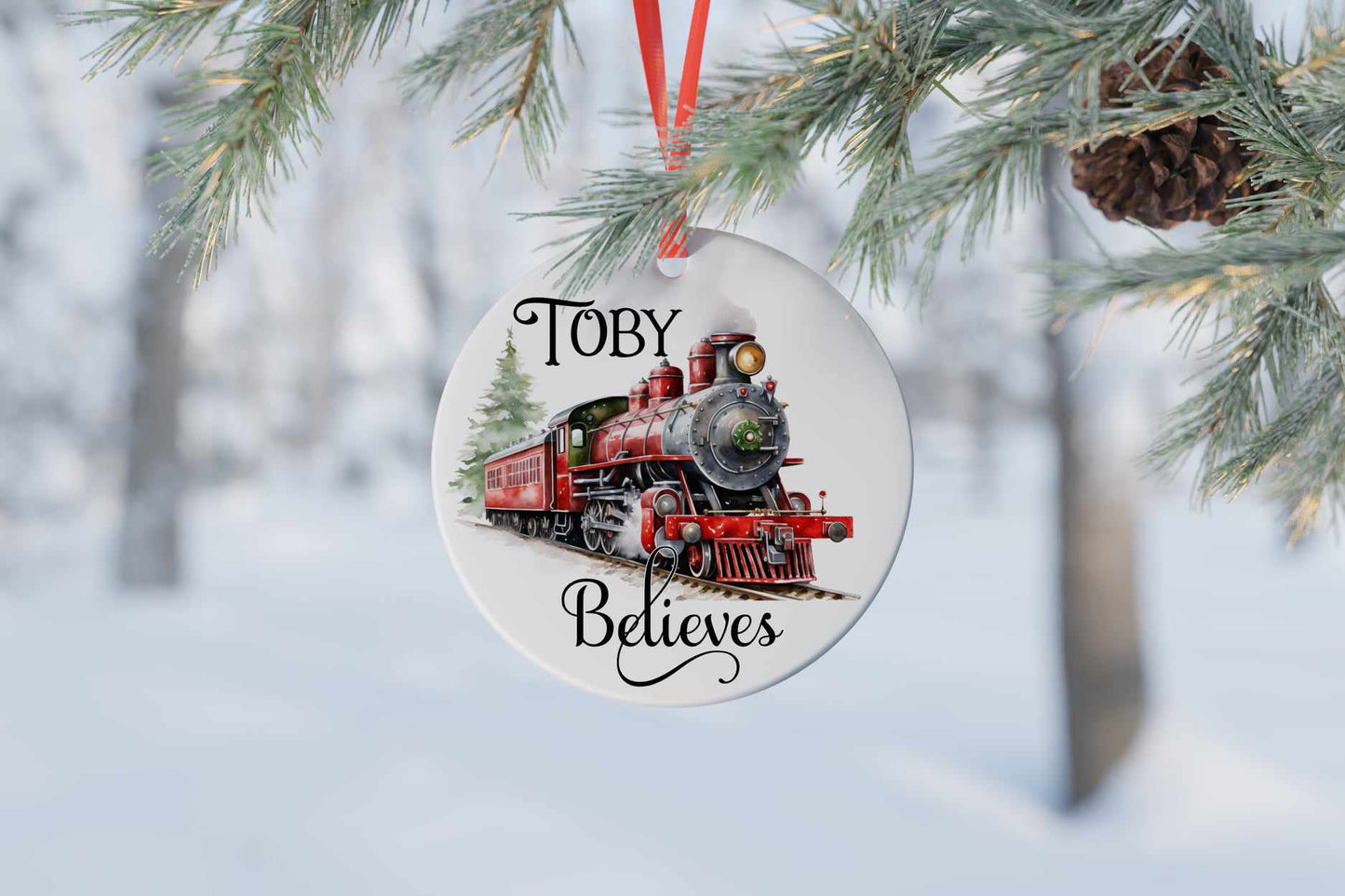 Personalised Christmas Train Bauble North Pole Express