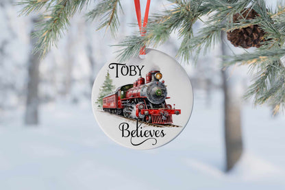 Personalised Christmas Train Bauble North Pole Express