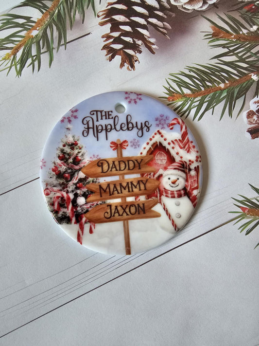 Personalised Snowman Signpost Bauble