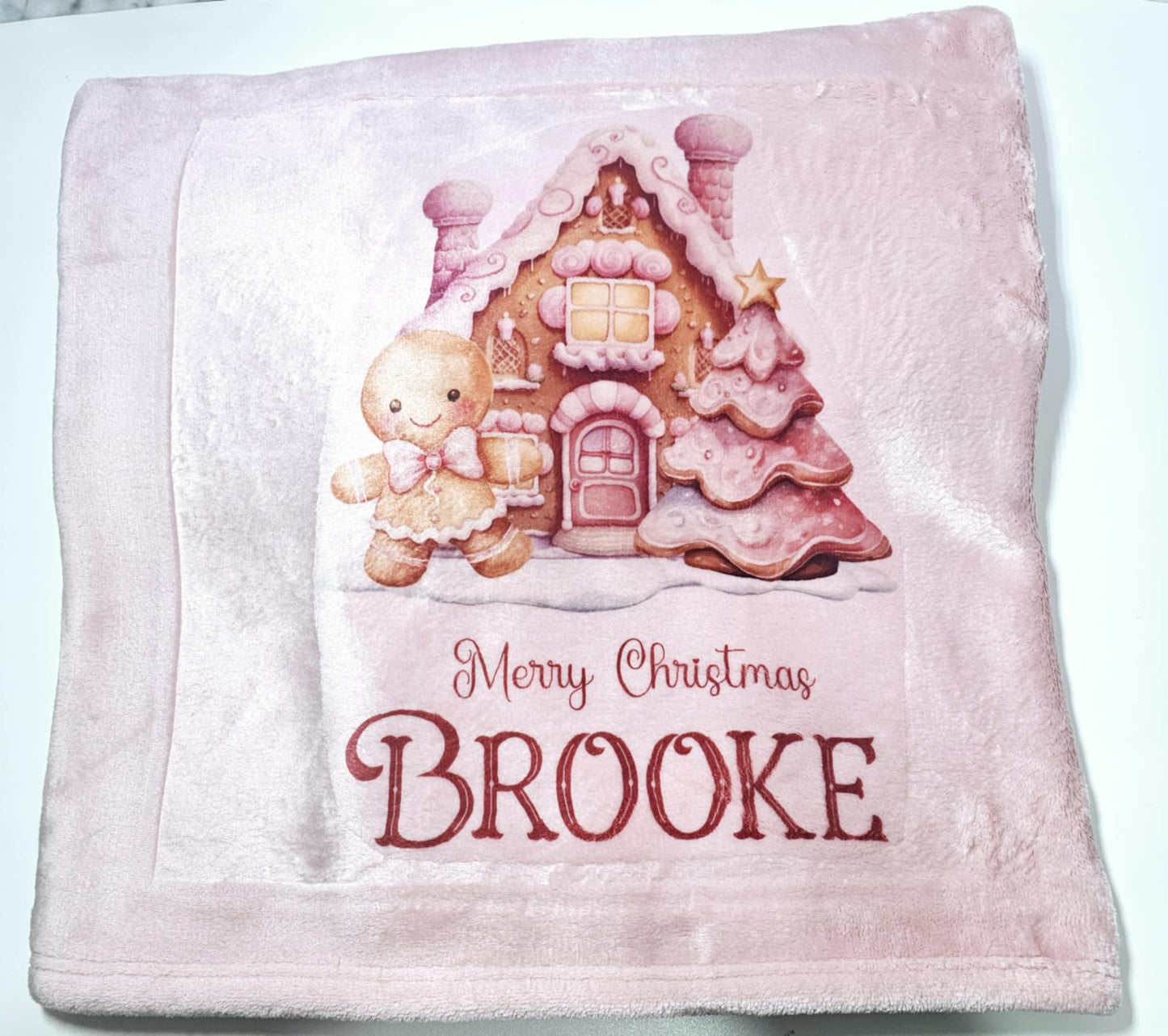 Personalised Pink Gingerbread Blanket