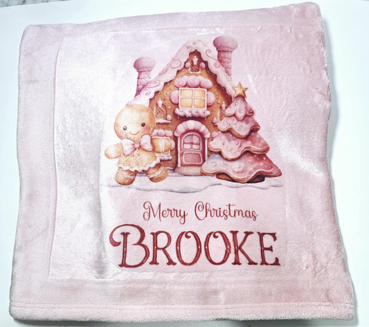 Personalised Pink Gingerbread Blanket