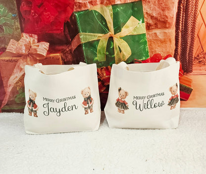 Personalised Vintage Bear Christmas Treat Bag
