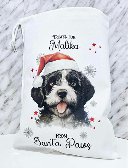 Personalised Santa Paws Dog Christmas Eve Bag