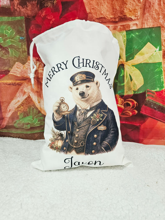 Personalised Polar Bear Express Christmas Sack