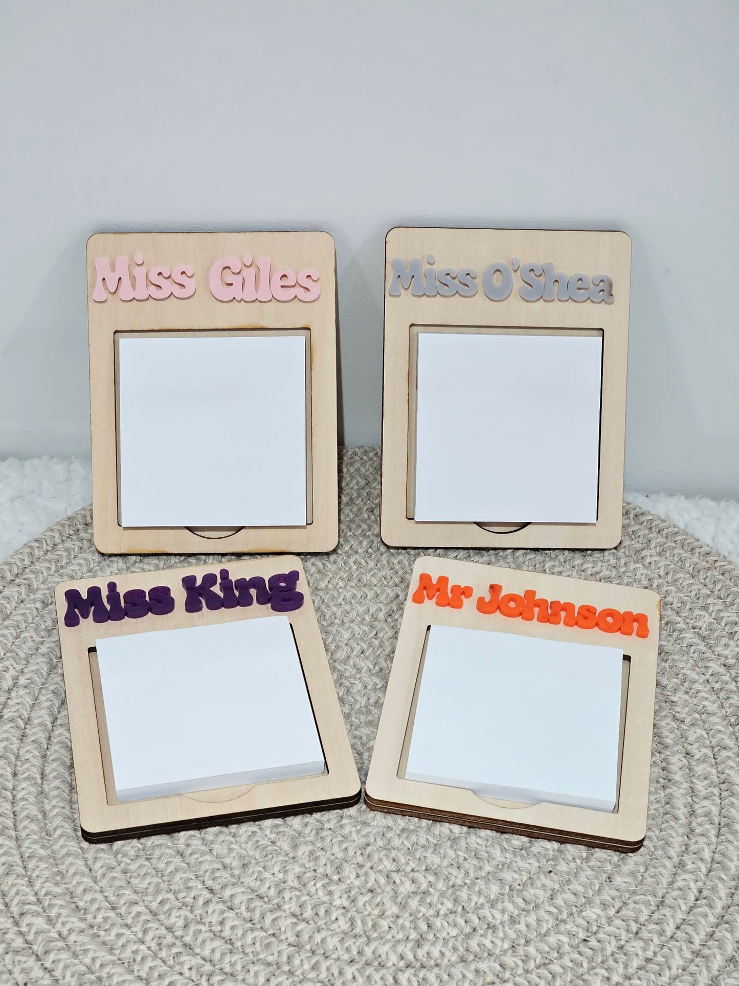 Personalised Wooden Teacher Sticky Note Holder